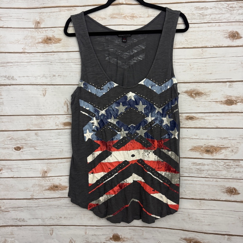 Rock and Republic Flag Embellished Sleeveless Tank Top XL